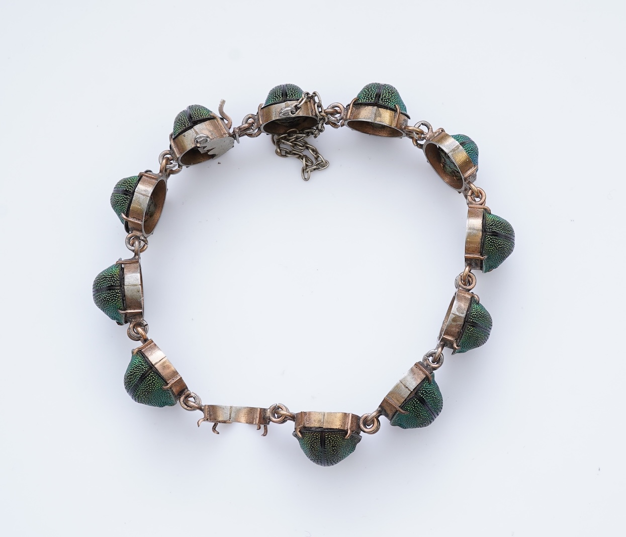 A Victorian beetle carapace bracelet, mid 19th century